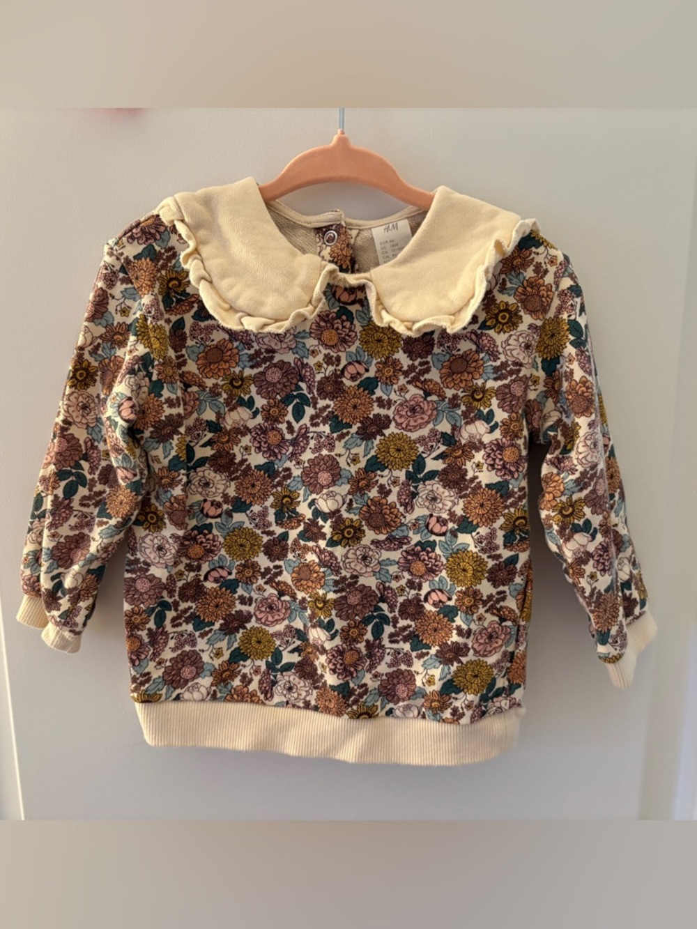 H&M Collared Floral Print Sweatshirt